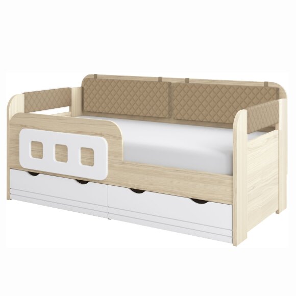 Кровать-тахта 800x1600 № 800.4 Стиль (Кофе) с бортиком и подушками