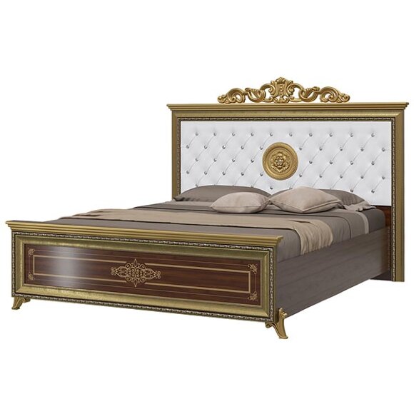 Кровать 1600 Версаль СВ-03МИК с короной цвет орех тайский