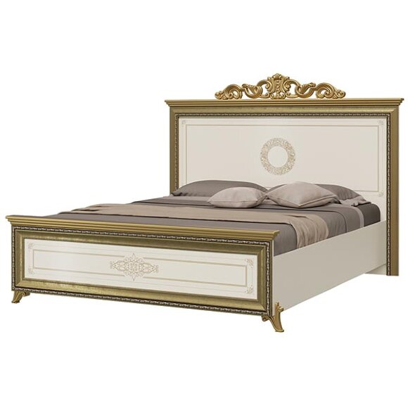 Кровать 1600 Версаль СВ-03ШК с короной цвет слоновая кость