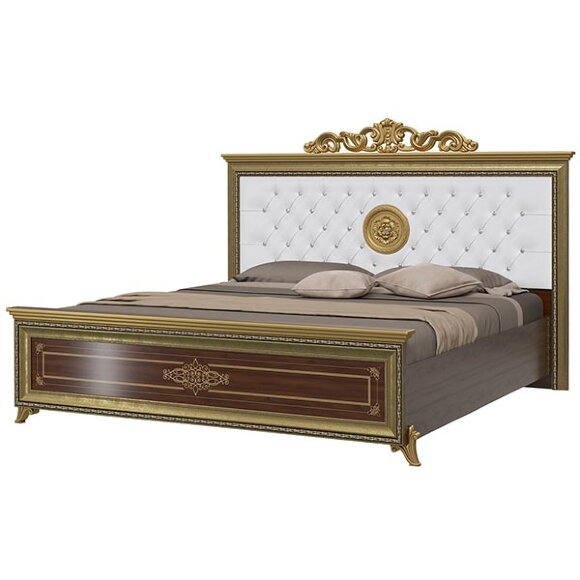 Кровать 1800 Версаль СВ-04МИК с короной цвет орех тайский