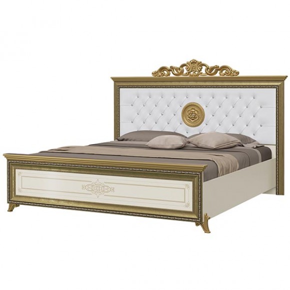 Кровать 1800 Версаль СВ-04МИК с короной цвет слоновая кость