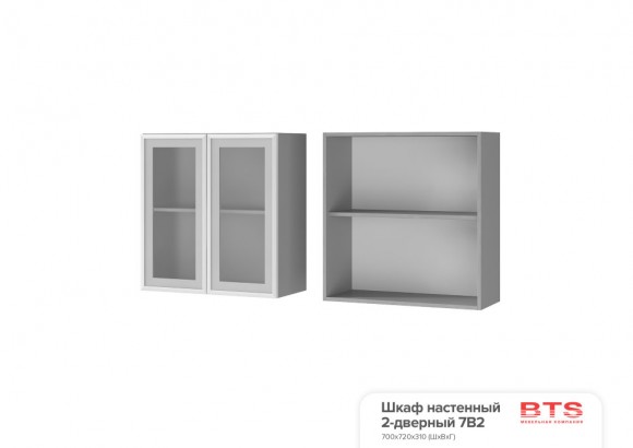Шкаф настенный 2-х дверный со стеклом 7В2 Титан