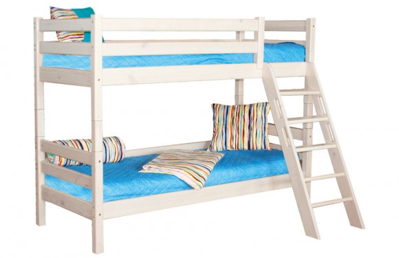 Двухъярусная кровать Соня с наклонной лестницей вариант 10 Белая