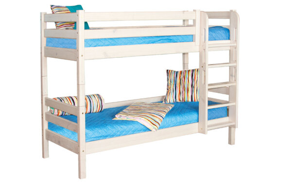 Двухъярусная кровать Соня с прямой лестницей вариант 9 Белая